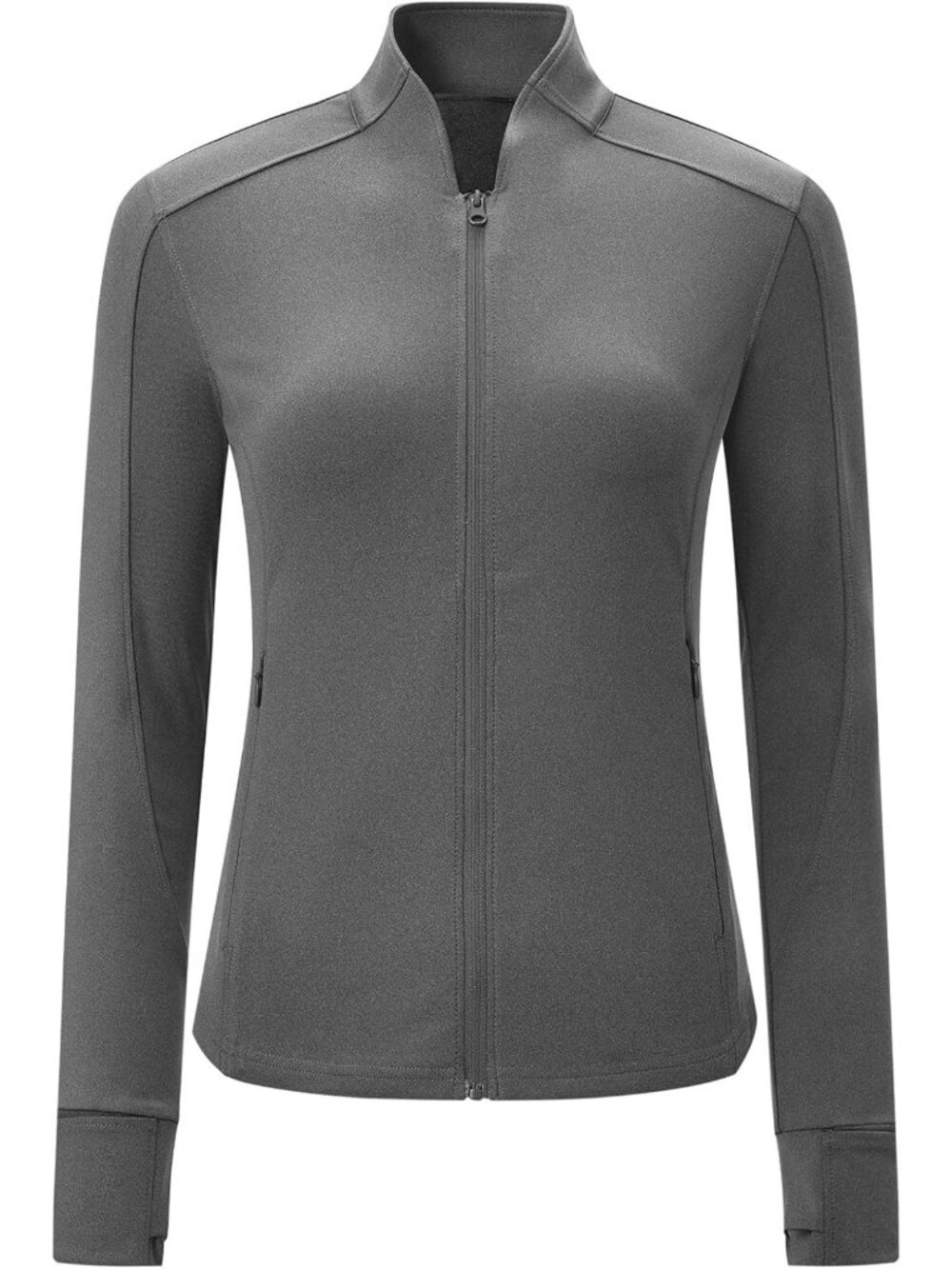 Stylish Women's Zip-Up Athletic Jacket for Running & Workouts with Thumb Holes